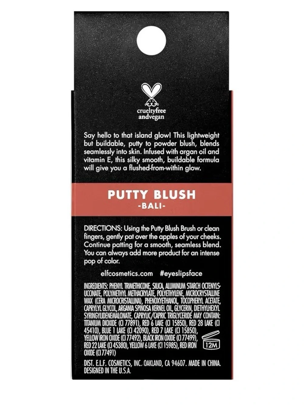 e.l.f. Putty Blush High-Pigment Cream Blush Semi-Matte Finish Bali
